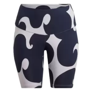 Image of adidas Marimekko Rib Knee-Length Short Tights (Plus Size) - Purple