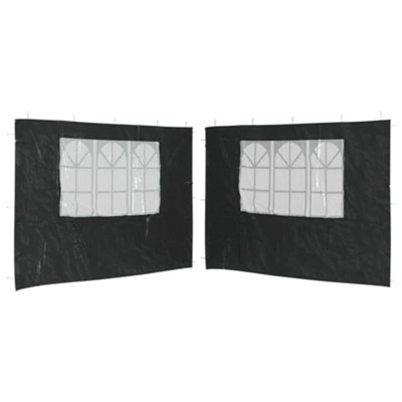 Image of Vidaxl Party Tent Sidewall 2 Pcs With Window Pe Anthracite