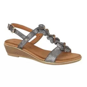 Image of Cipriata Womens/Ladies Flower Halterback Wedge Sandals (6 UK) (Pewter)