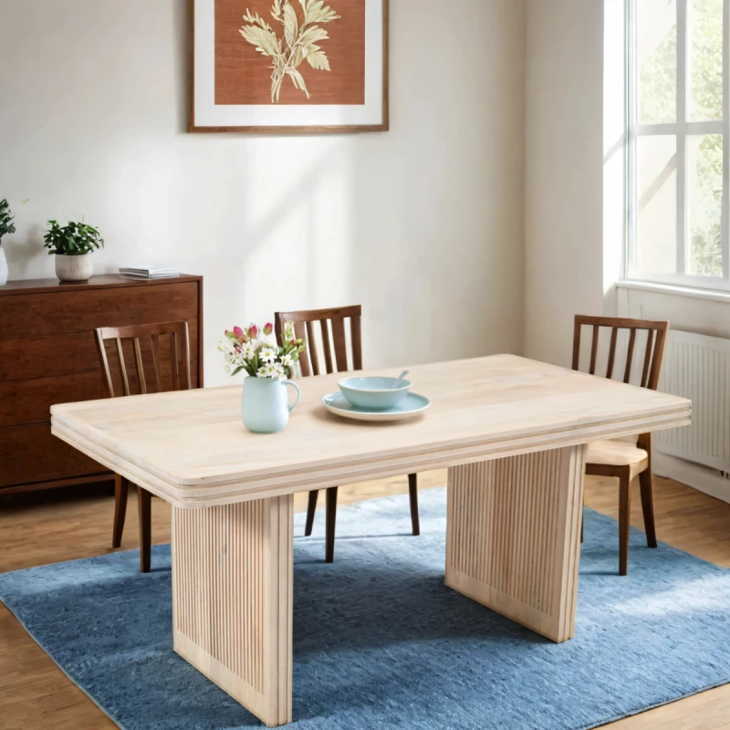 Image of Indian Hub Hudson Carved Mango Wood Dining Table 6 Seater