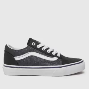 image of Vans Black & Navy Old Skool Glitter Girls Junior Trainers