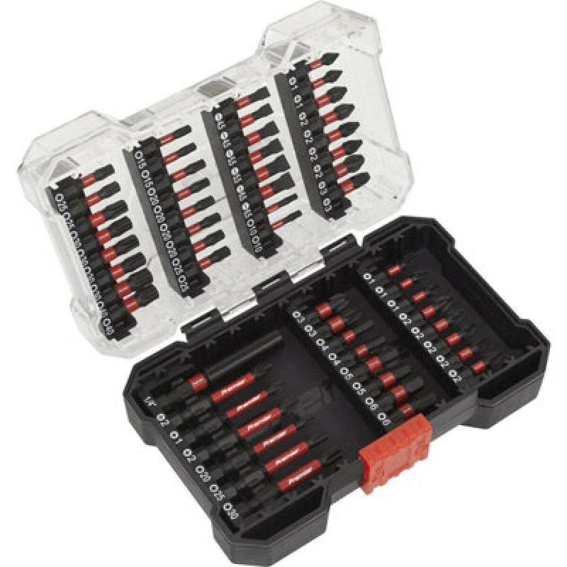 Image of Loops 55 Piece Impact Grade Power Tool Bit Set - S2 Steel Bits - Plastic Storage Case Metallics