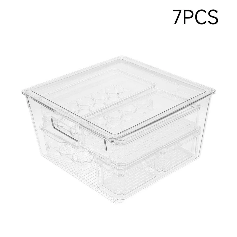 Image of LIFE IDEAS Stackable Clear Fridge Organisers Storage Boxes Clear unisex 12pcs
