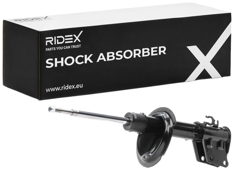 Image of RIDEX 854S0581 Shock absorber Front Axle, Gas Pressure, Suspension Strut, Bottom Clamp Shock Absorber (854)