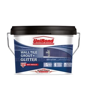 image of UniBond UltraForce Ready mixed Navy glitter Wall tile Grout 3.2kg Tub