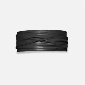 image of Missguided Faux Leather Sash Wrap Belt - Black