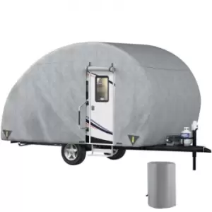 Image of VEVOR Teardrop Trailer Cover, Fit for 10' - 12' Trailers, Upgraded Non-Woven 4 Layers Camper Cover, UV-proof Waterproof Travel Trailer Cover w/ 2 Wind