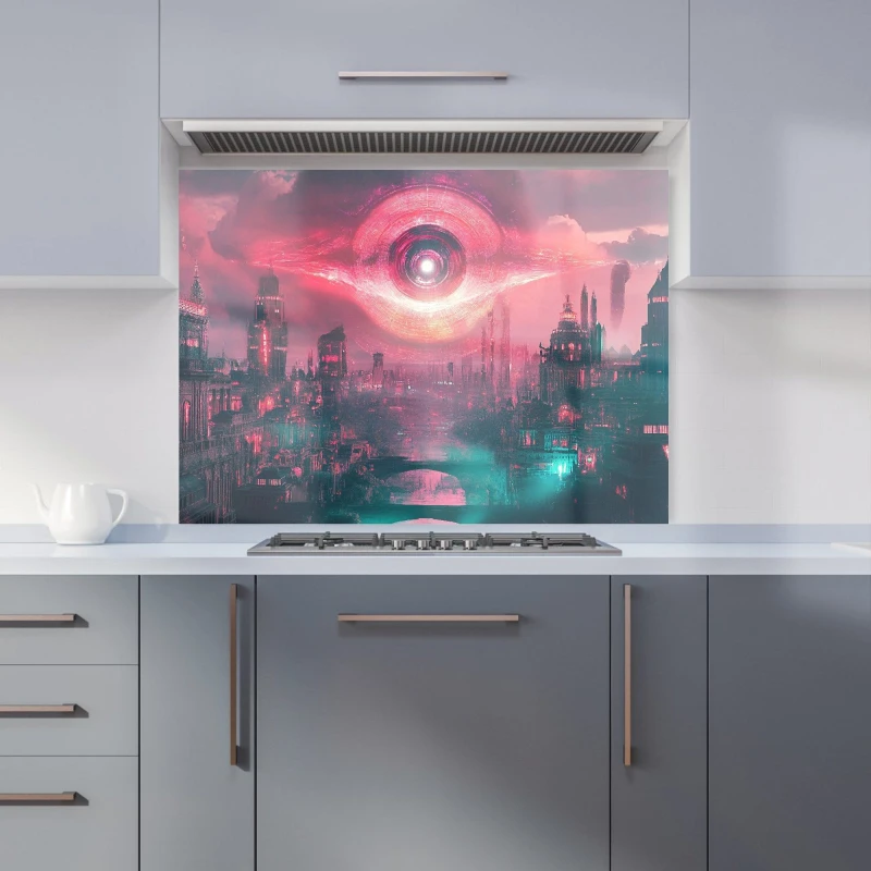 Image of Designer Kitchen Splashbacks Elena Sable: 00068 Kitchen Splashback Size: 700mm x 650mm Multicolor Unisex 700mm x 650mm