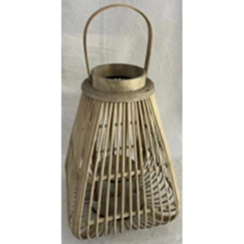 Image of Hill Interiors Large Peardrop Lantern With Glass Holder - Wicker - L29 X W29 X H40 Cm