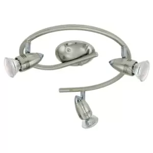 Image of Flush Ceiling Light Colour Satin Nickel Chrome Shade Bulb GU10 3x3W Included
