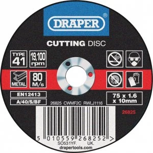 Image of Draper Flat Metal Cutting Disc 75mm 1.6mm 10mm
