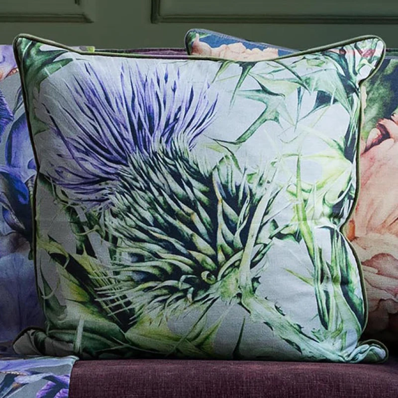 Image of Voyage Maison Penton Floral Piped Large Cushion Mauve