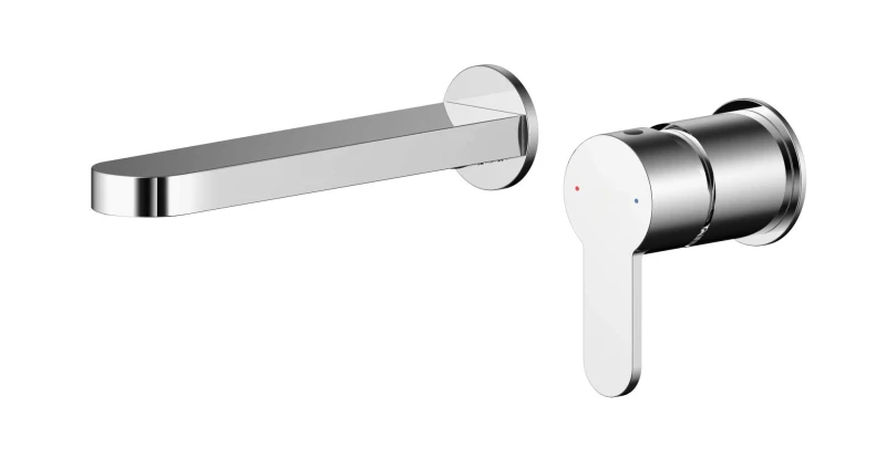 Image of Balterley Round Wall Mount 2 Tap Hole Basin Mixer Tap Chrome Silver