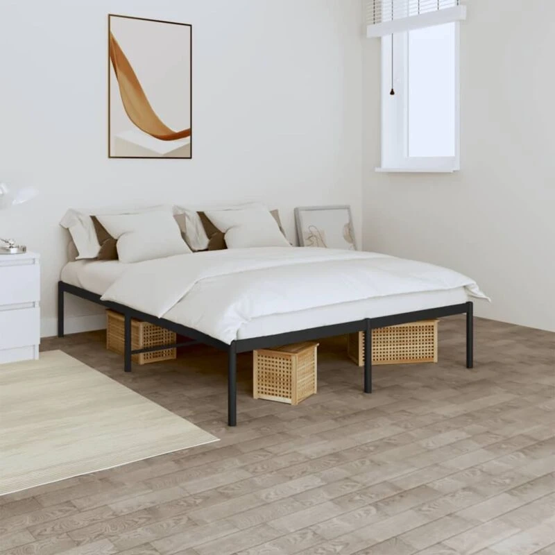 Image of VIDAXL Metal Bed Frame without Mattress Black 150x200cm Vidaxl 8720845720902