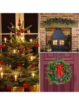 Image of Christmas In A Box Nordmann Tree Wreath & Garland