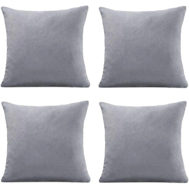 Image of Alan Symonds Set of 4 Plain Chenille Velvet Cushions Silver unisex 45x45cm
