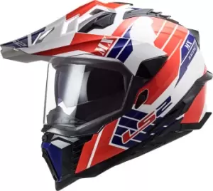 Image of LS2 MX701 Explorer HPFC Atlantis Motocross Helmet, white-red-blue, Size S, white-red-blue, Size S