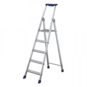 image of Slingsby 5 Ribbed Tread Platform Step Ladder Aluminium 358755