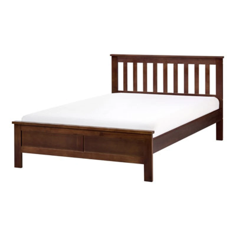 Image of Beliani Bed Pine Wood Mayenne 120 X 200 Cm (Eu Small Double) Dark Brown