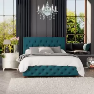 Image of Luna Ottoman Storage Bed, Plush Velvet, Emerald Double - Laurence Llewelyn-bowen