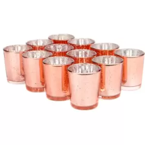 image of Speckled Tea Light Holders - Set of 12 Rose Gold M&W - Rose Gold