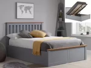 Image of ASC Sydney 4ft6 Double Stone Grey Wooden Ottoman Bed Frame