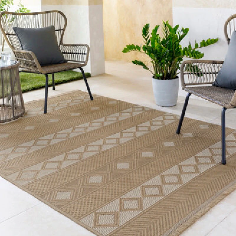 Image of Livabliss Cottage Tan/cream Machine Washable Jute Parita Area Rug 158 X 213cm - Easy Care, Non Shedding, Ideal For Living Room & Bedroom