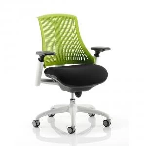 image of Trexus Flex Task Operator Chair With Arms Black Fabric Seat Green Back