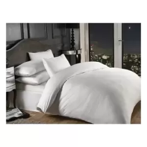 Image of Grosvenor Satin Stripe Cotton Rich 1000 Thread Count Duvet Cover Set, White, Double
