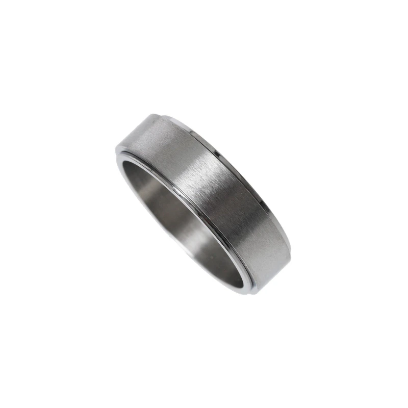 Image of Fabric Stainless Steel Spinner Ring - Silver Silver S