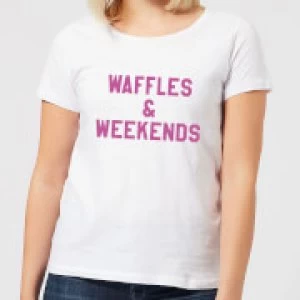 Image of Waffles and Weekends Womens T-Shirt - White - 3XL