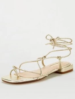 image of OFFICE Serafina Flat Sandal, Gold, Size 3, Women