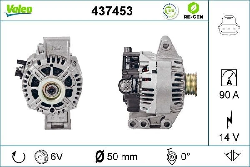 Image of VALEO 437453 Generator Alternator Charging Current: 90A, Voltage: 14V Alternator (4)