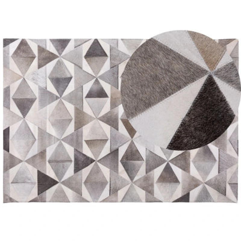 Image of Beliani Rug Alaka Grey 160 X 230 Cm Leather