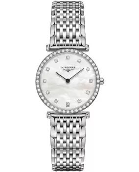 image of Longines La Grande Classique Quartz Mother of Pearl Dial Diamond Stainless Steel Womens Watch L4.523.0.87.6 L4.523.0.87.6