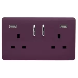 Image of Trendi Switch 2 Gang 13Amp Double Socket and 2 USB Ports - Plum