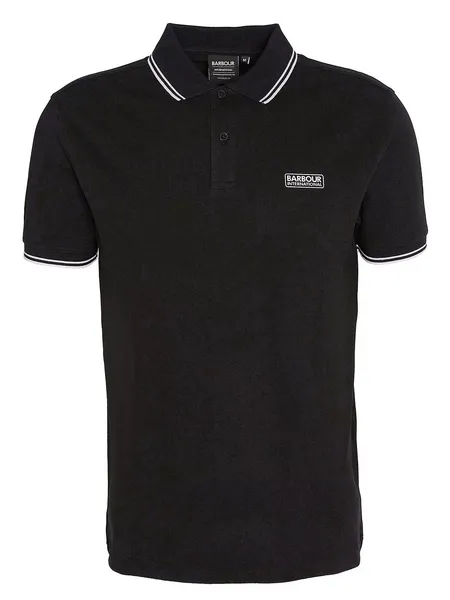 image of Barbour International Evan Cotton Tipped Polo Shirt - S Black Tops male MML1399BK72 S