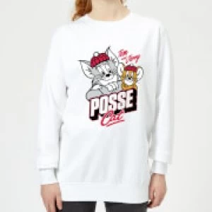 image of Tom & Jerry Posse Cat Womens Sweatshirt - White - L