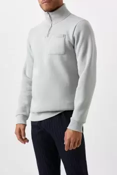 Spearmint Pocket Detail 1/4 Zip Funnel Sweatshirt