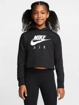 image of Nike Sportswear Air Older Girls Overhead Cropped Hoodie - Black, Size L, 12-13 Years, Women