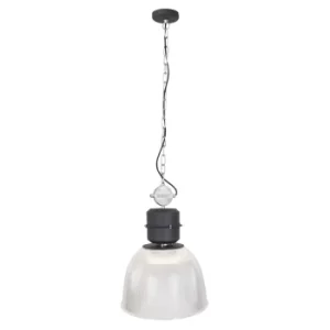 image of Clearvoyant Dome Pendant Ceiling Lights Transparent Machined, Black Matt, Metal