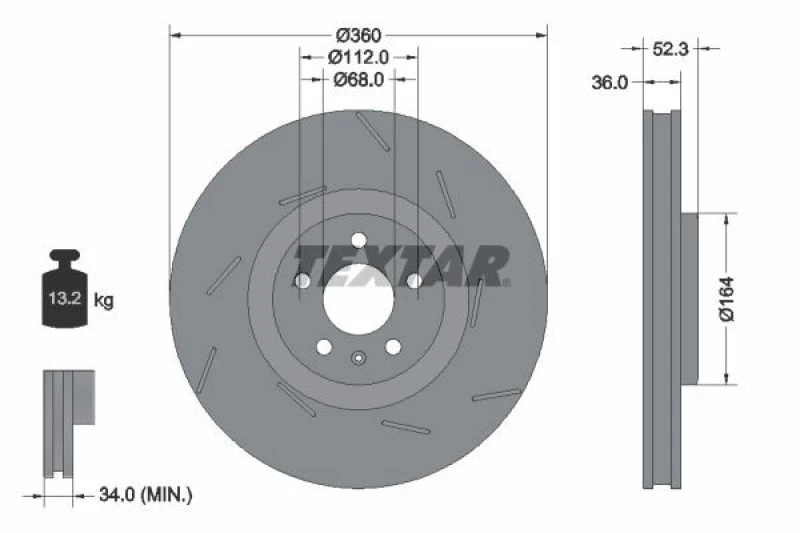 Image of Brake disc TEXTAR 92334105