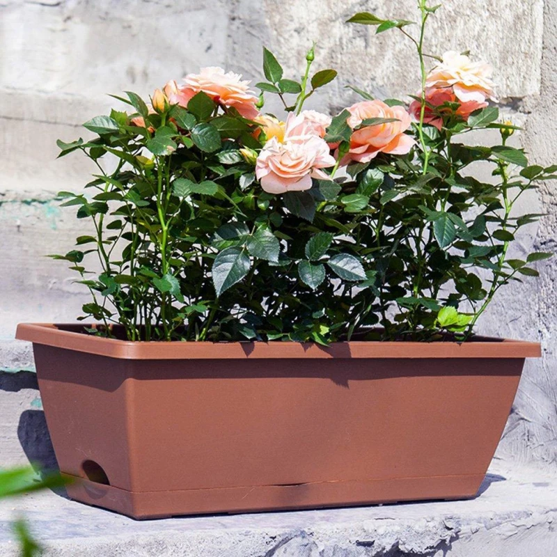 Image of LIFE IDEAS 10pcs Rectangle Garden Planter Set Brick Red unisex 10x Medium