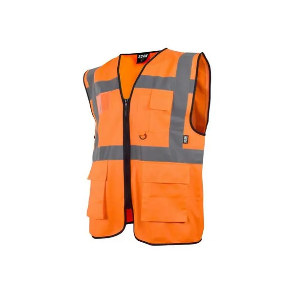 Image of Scan Hi Vis Utility Waistcoat SCAHVUWMO Colour: Orange