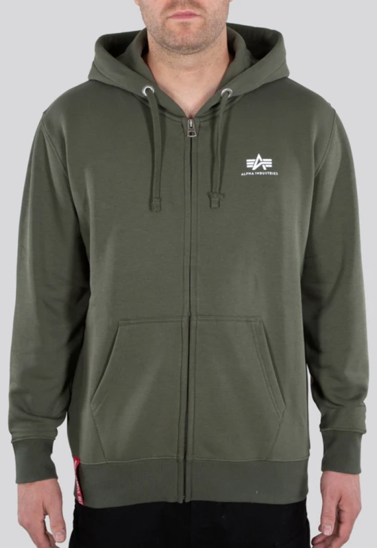 Image of Alpha Industries Basic Zip Hoodie, green, Size S for Men