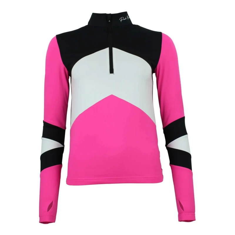 Image of Peak Mountain Womens 1st skin t-shirt with zip Peak Mountain Rose Female L ATHOS/CX/1/FUSHIA/NOIR