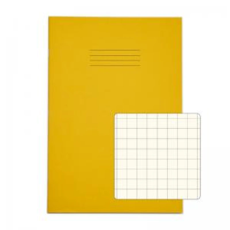 Image of Rhino A4 Special Exercise Book 48 Page 12mm Squares S10 Yellow...