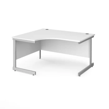 Image of Office Desk Left Hand Corner Desk 1400mm White Top With Silver Frame 1200mm Depth Contract 25
