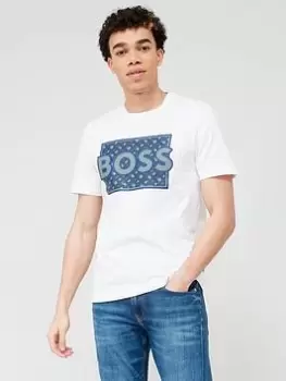 Image of BOSS Tiburt 353 Large Logo T-Shirt - White, Size 2XL, Men