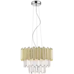 image of Zumaline Gladius Crystal Pendant Ceiling Light, Gold, Clear, 5x E14